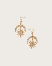 Moon and Sun Large Drop Earrings, , large