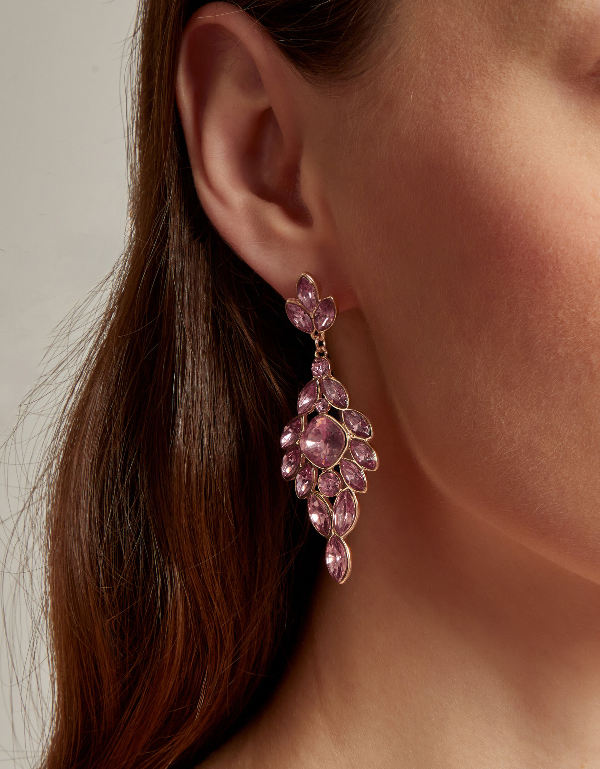 Gemstone Leaf Drop Earrings