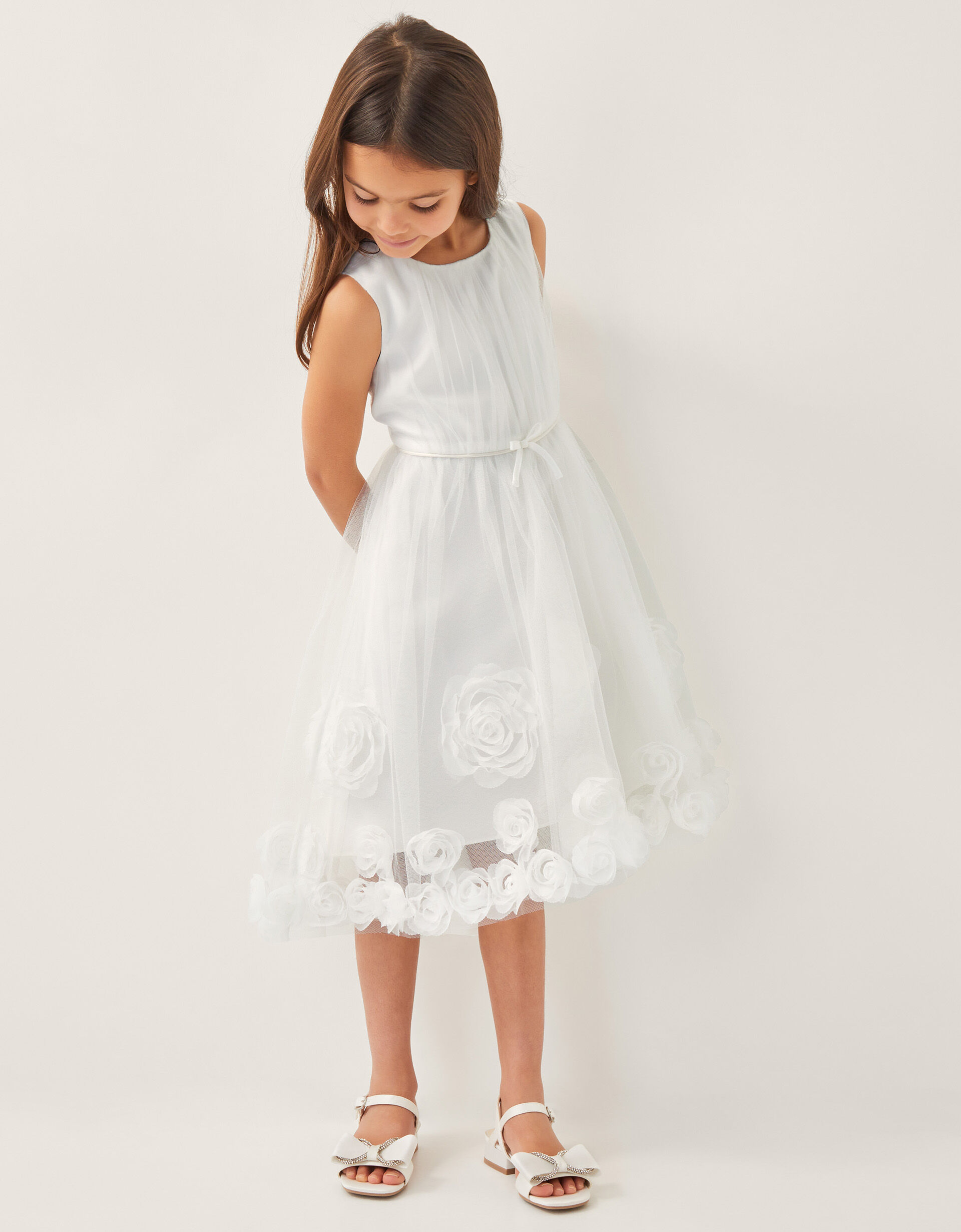 Josie 3D Rosette Dress Ivory