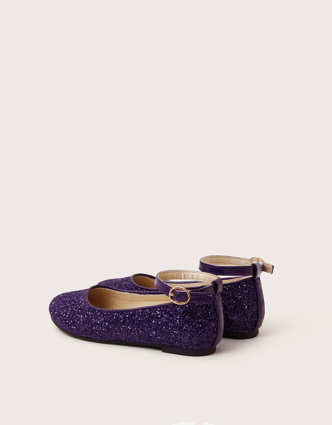 Glitter Buckle Ballet Flats, Purple (PURPLE), large