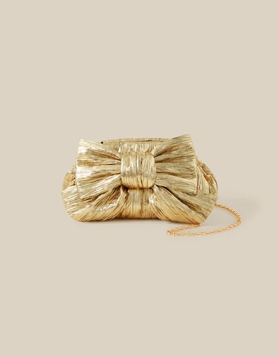 Oversized Bow Metallic Bag, , large