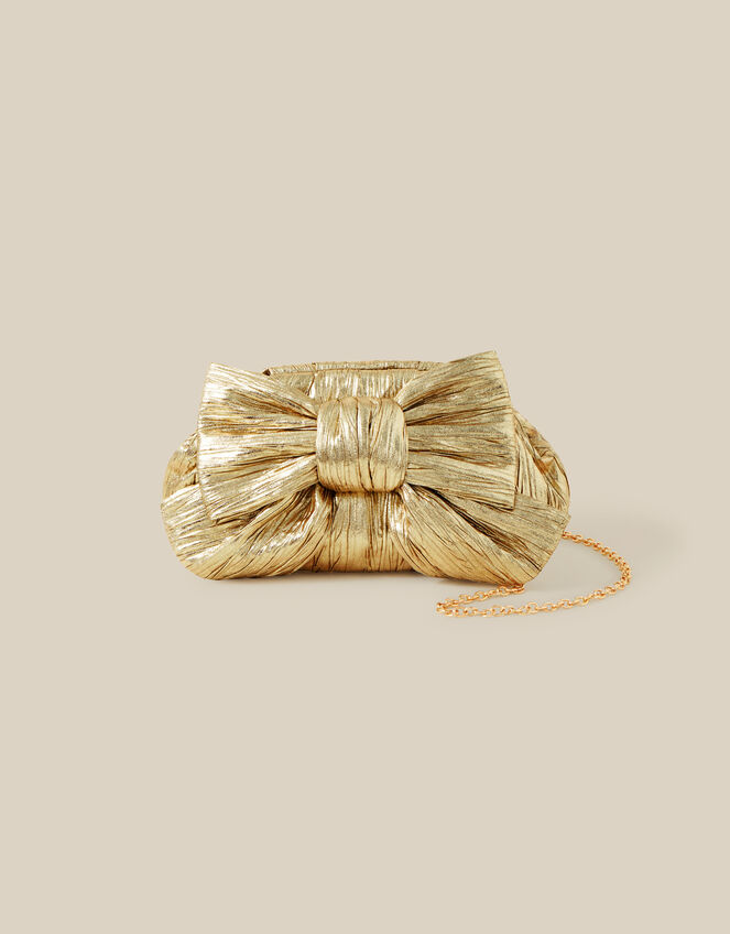 Oversized Bow Metallic Bag, , large