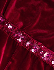 Sequin Belt Velour Jumpsuit, Red (RED), large