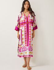 Tina Summer Floral Maxi Kaftan Dress, Pink (PINK), large
