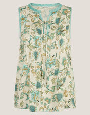 Saoirse Sleeveless Pintuck Floral Top, Ivory (IVORY), large