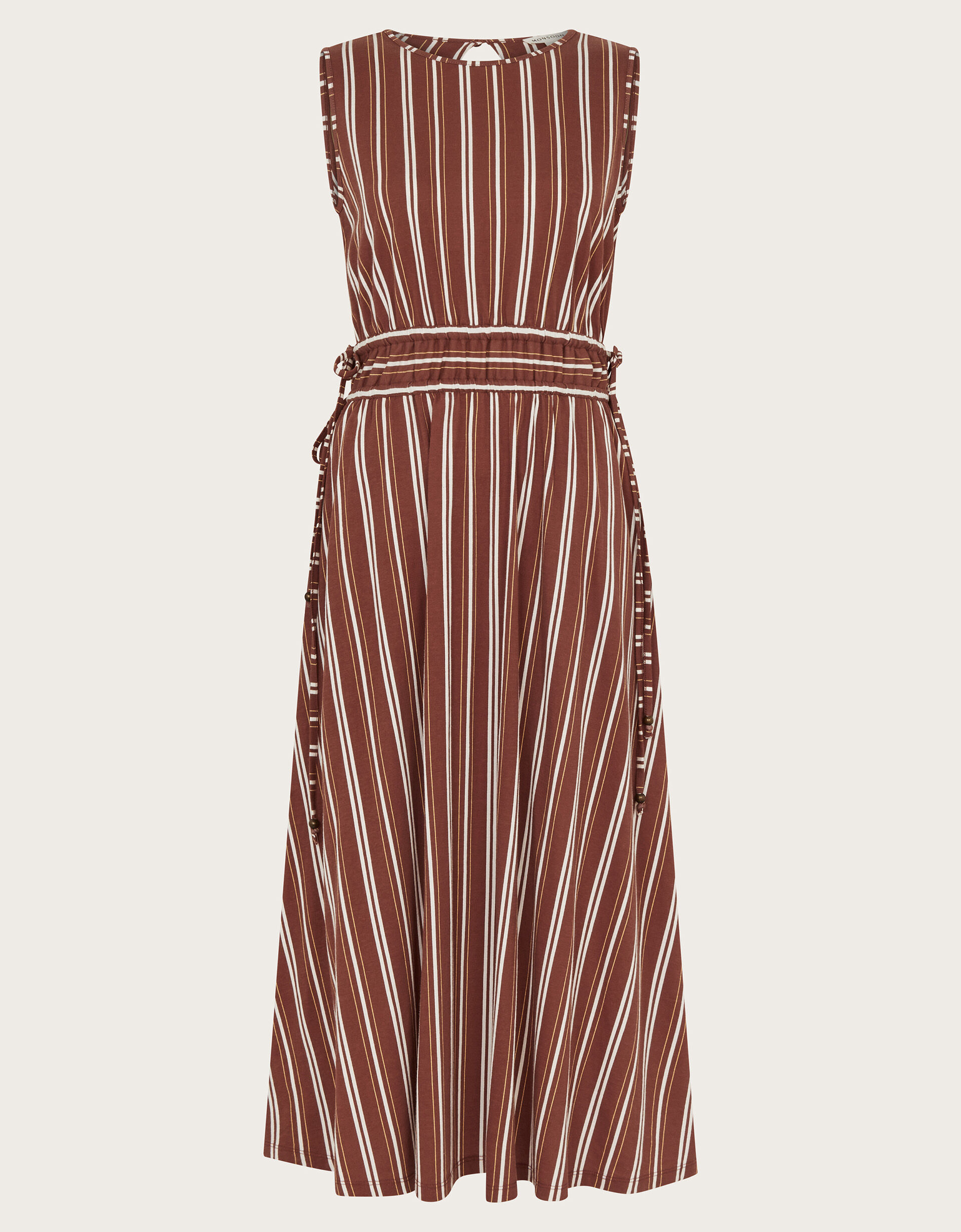Cut Out Shoulder Stripe Jersey Dress
