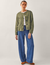 Cally Cropped Bomber Jacket, Green (KHAKI), large