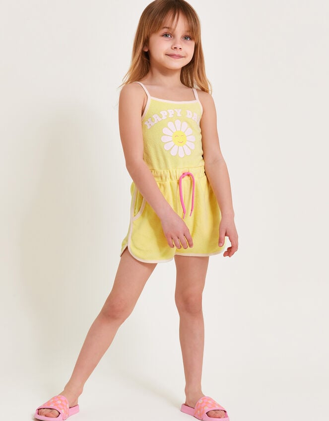 Towelling Happy Days Playsuit, Yellow (YELLOW), large