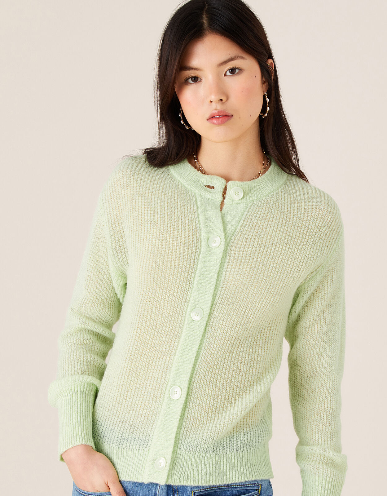 green short cardigan