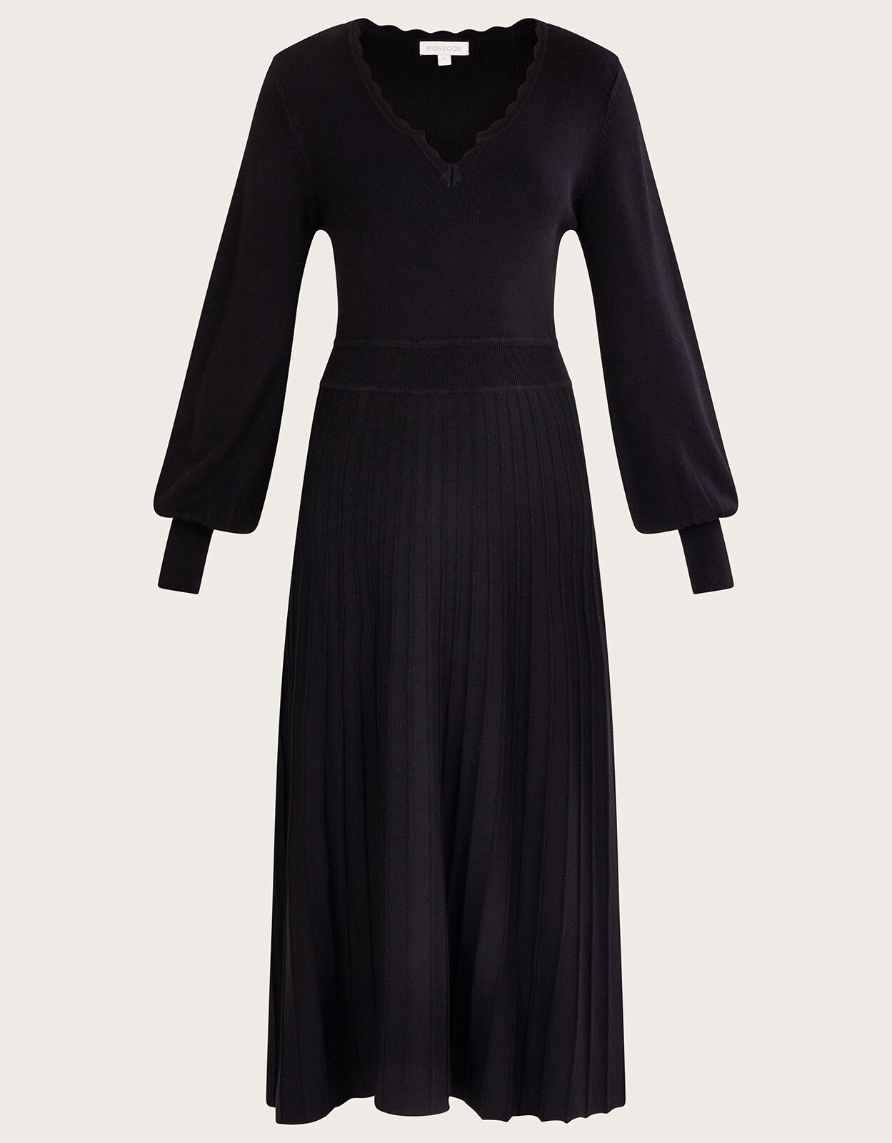 Black v top neck midi dress