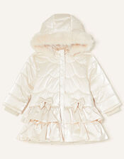 Baby Padded Satin Coat, Natural (CHAMPAGNE), large