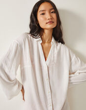 Esme Beach Shirt Dress, White (WHITE), large