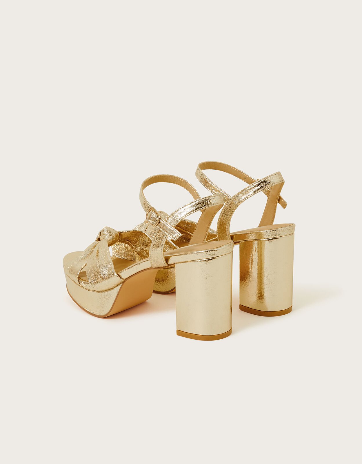 Gold open top toe platform heels