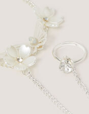 Flower Butterfly Ring & Hand Chain, , large