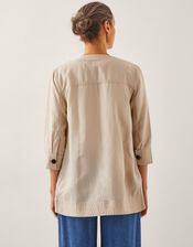 Dana Linen Blend Button Through Jacket, Natural (NATURAL), large