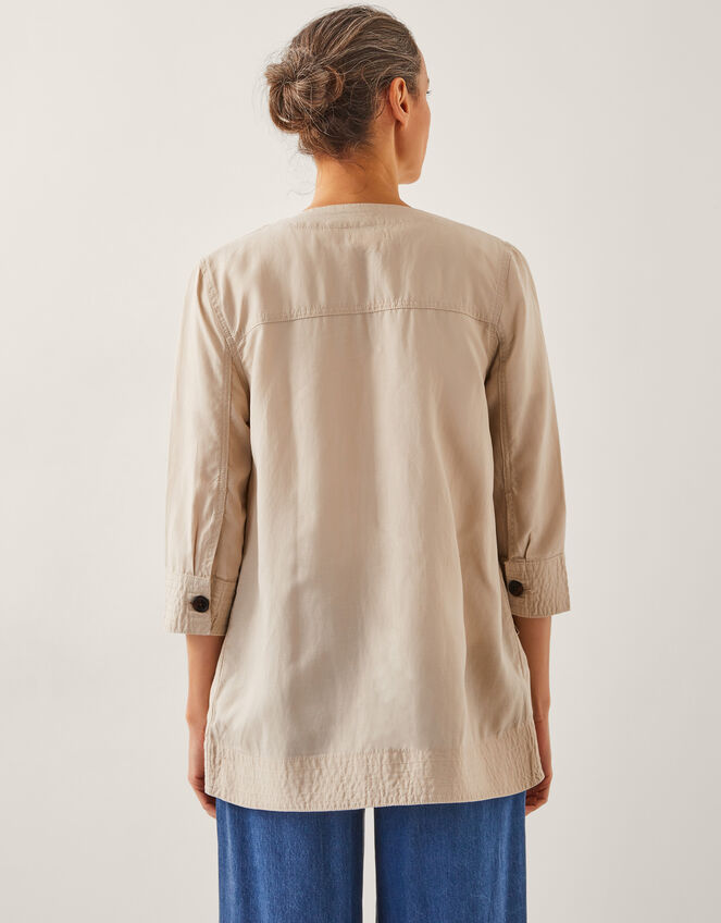 Dana Linen Blend Button Through Jacket, Natural (NATURAL), large