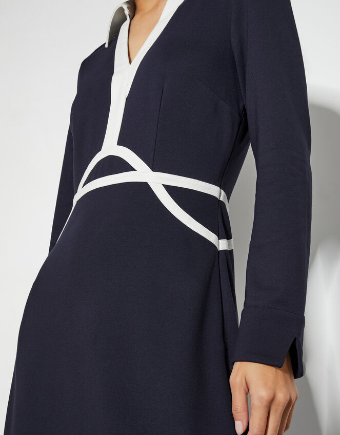 Jay Jersey Collar Midi Dress, Blue (NAVY), large