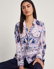 Elsie Print Shirt, Blue (BLUE), large