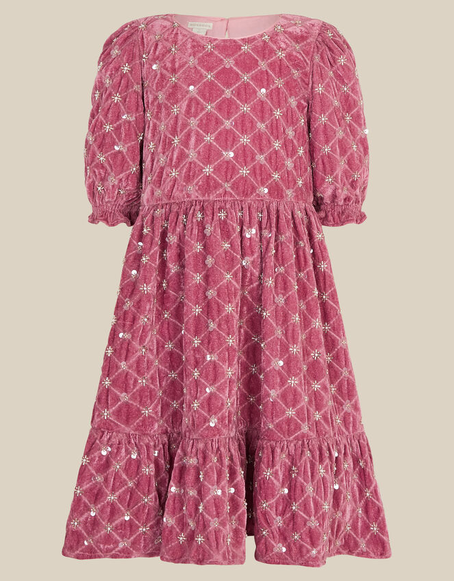 Gracie Embellished Velvet Party Dress, Pink (DARK PINK), large