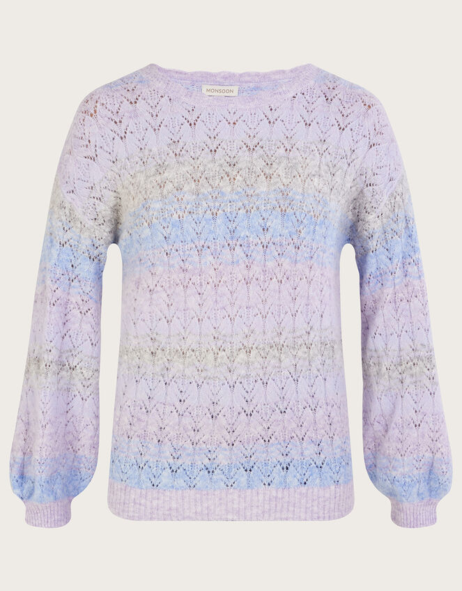 Ombre Stripe Jumper with Recycled Polyester, Purple (LILAC), large