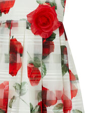 Valentine Striped Rose Dress, Ivory (IVORY), large