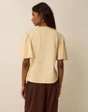 Layla V-Neck Lace Jersey Top, Yellow (BUTTER YELLOW), large