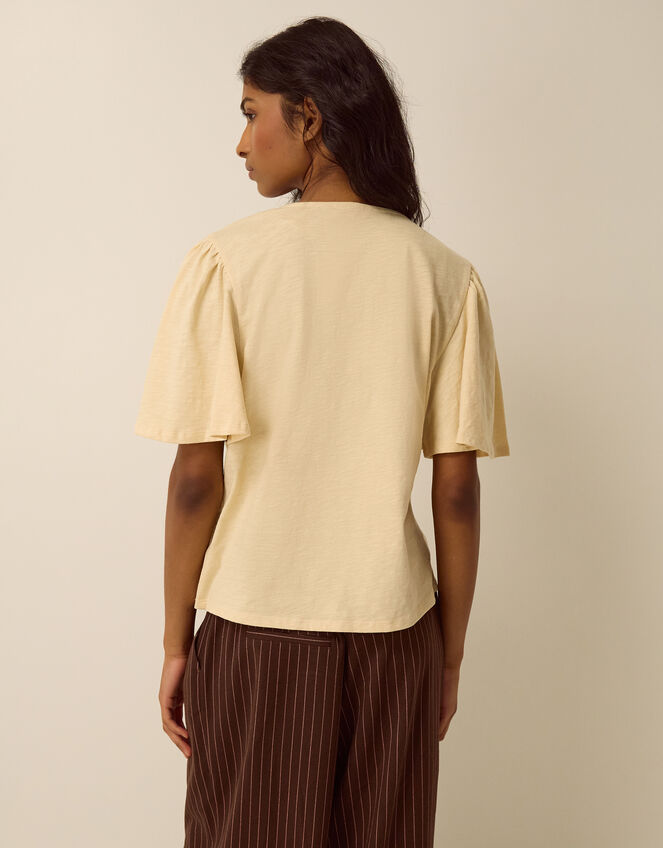 Layla V-Neck Lace Jersey Top, Yellow (BUTTER YELLOW), large