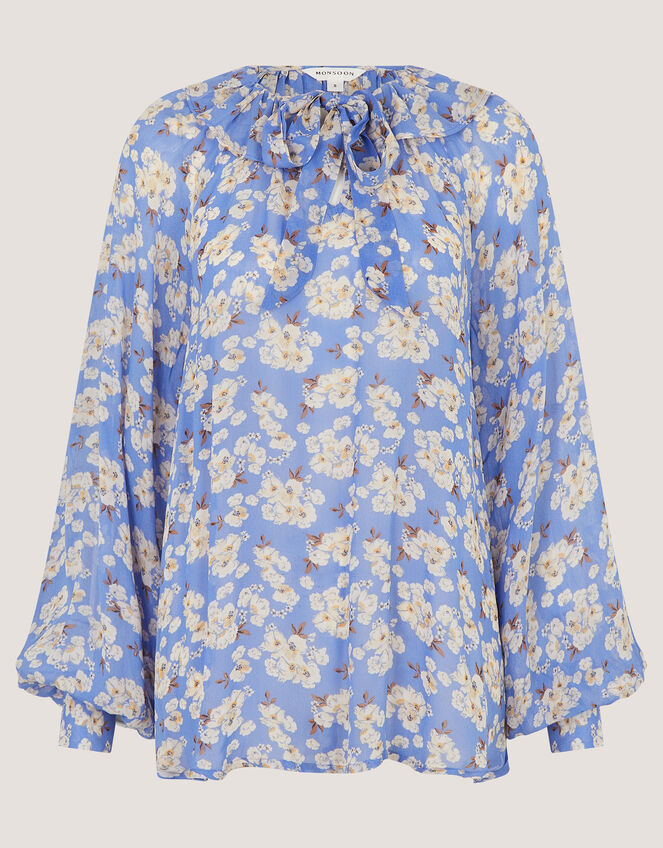 Sian Floral Print Blouse, Blue (BLUE), large