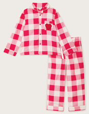 Flannel Check Long Pyjamas Set, Pink (PINK), large
