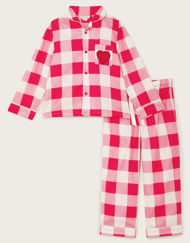 Flannel Check Long Pyjamas Set, Pink (PINK), large