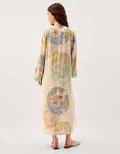 Clemence Amelie Tie Front Floral Midi Dress, Cream (CREAM), large