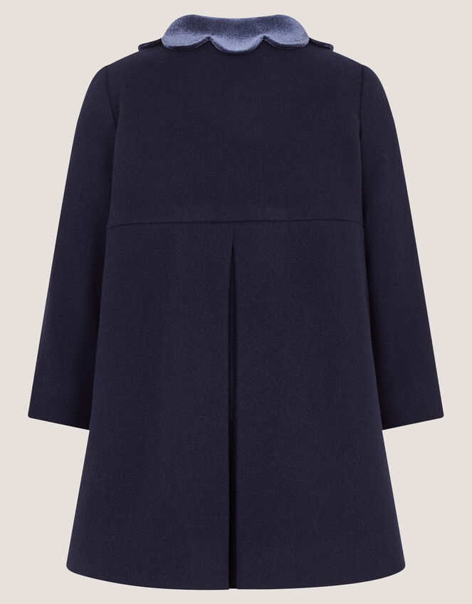 Baby Scallop Collar Coat , Blue (NAVY), large