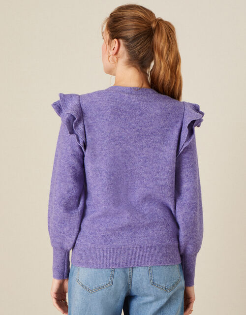 Crystal Button Cable Knit Cardigan, Purple (LILAC), large