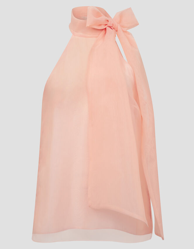 Vera Sleeveless Organza Pussybow Top Pink