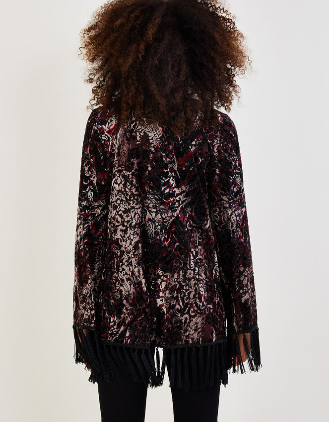 Casey Tassel Velvet Kimono, Black (BLACK), large
