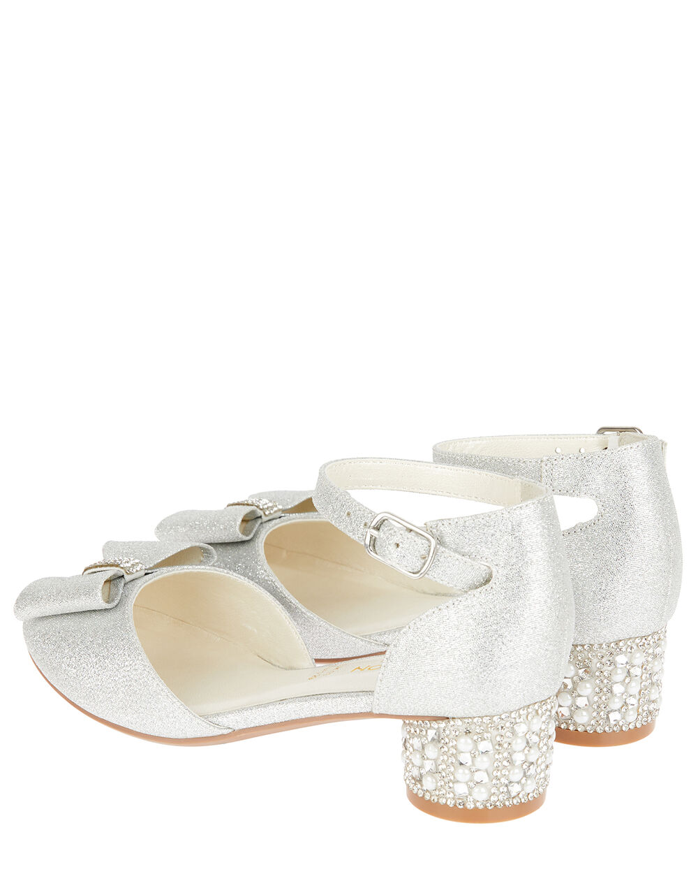 pf21 silver glitter double bow heels