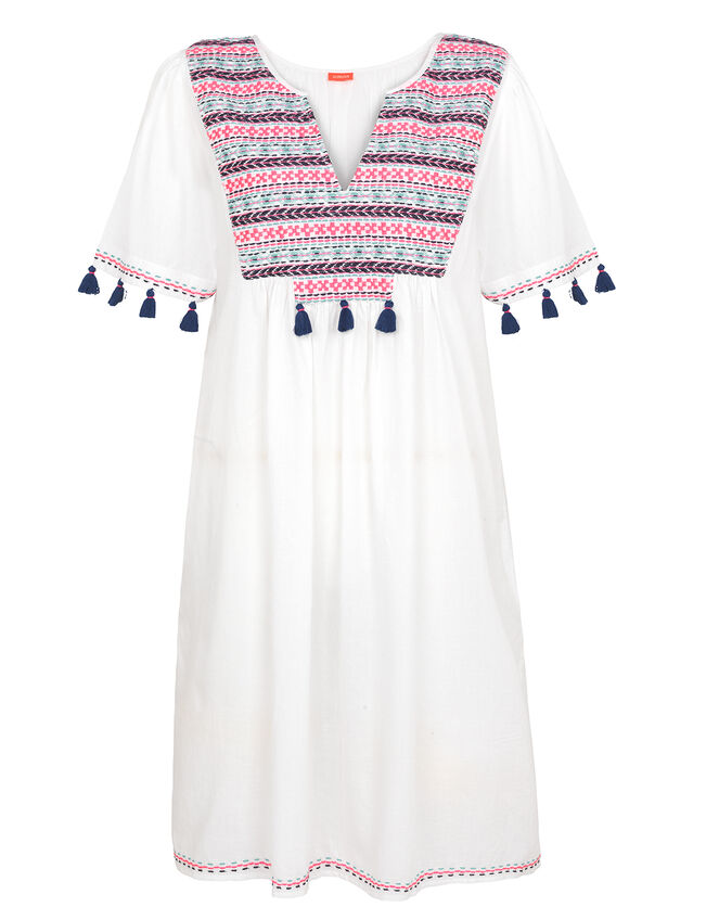 Sunuva Boho Embroidered Dress, White (WHITE), large