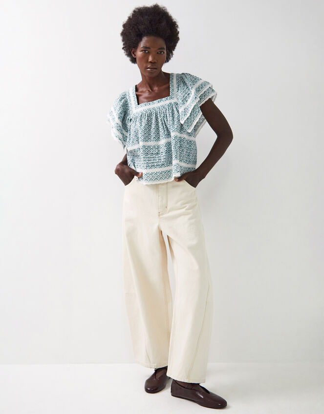 East Duva Floral Top, Blue (BLUE), large