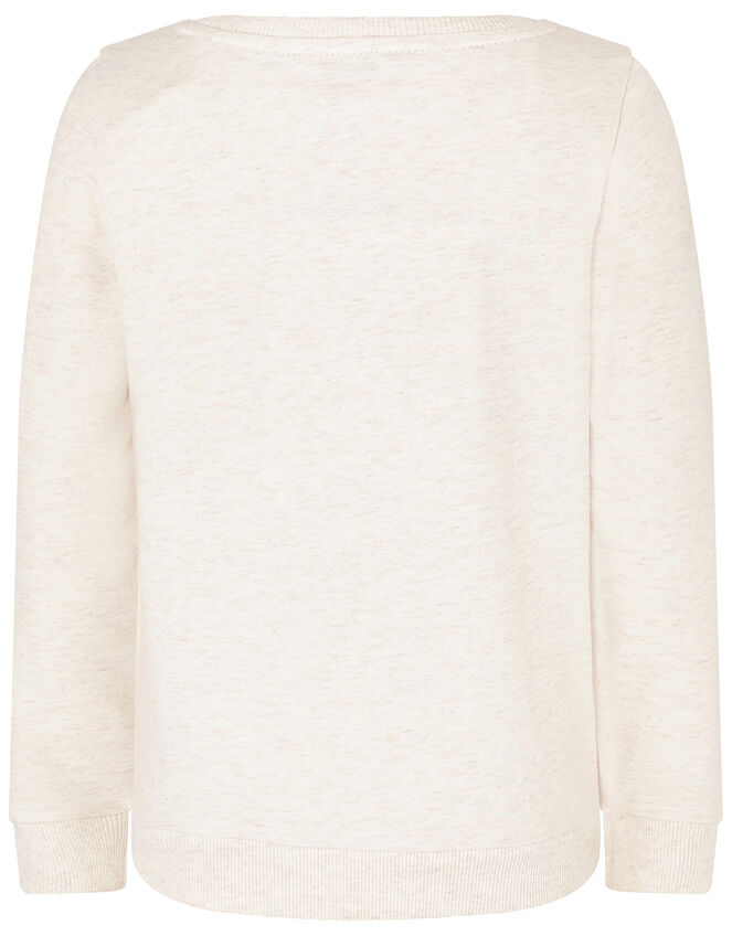 Sequin Unicorn Sweatshirt in Organic Cotton, Camel (OATMEAL), large