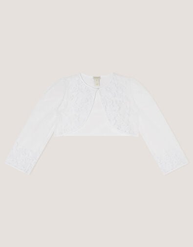 Felicity Embroidered Mesh Cardigan, White (WHITE), large