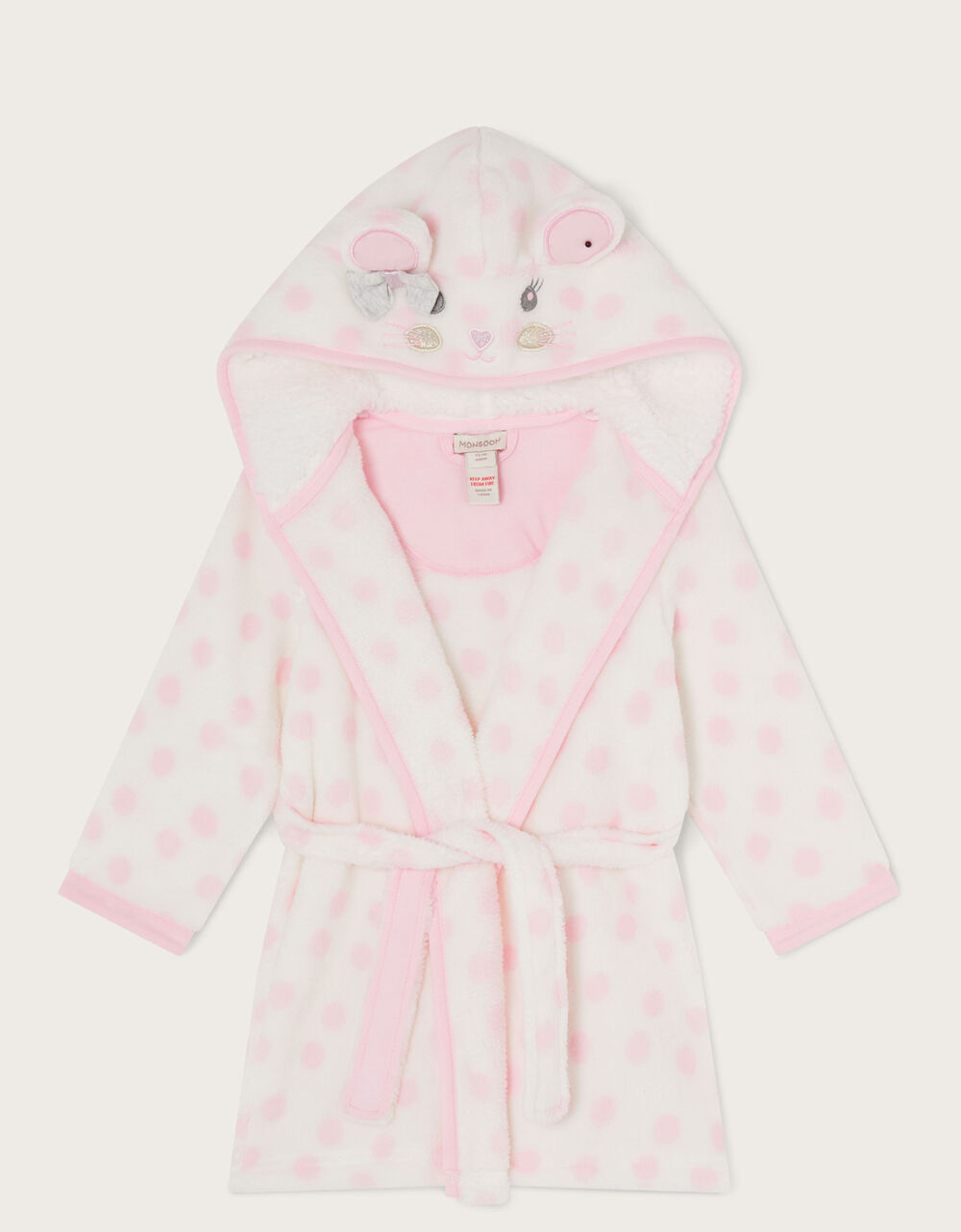 Baby SuperSoft Spotty Mouse Dressing Gown Ivory