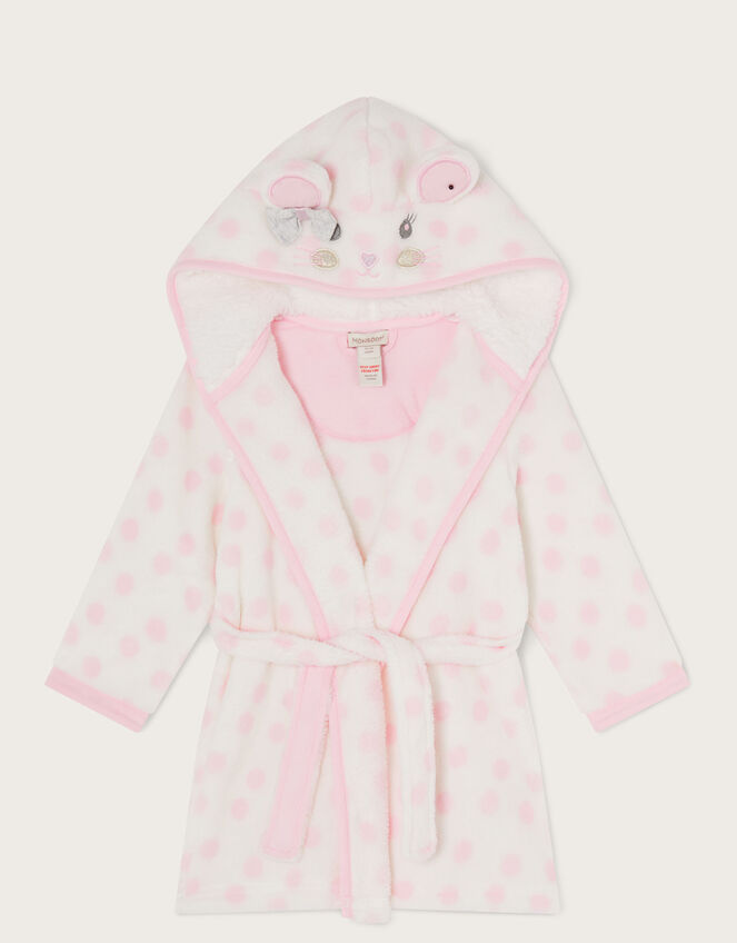 Baby Super-Soft Spotty Mouse Dressing Gown, Ivory (IVORY), large