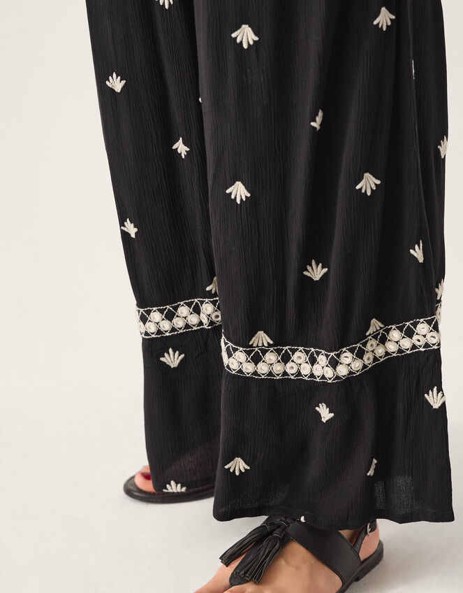 Samara Embroidered Wide Leg Trousers Black