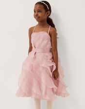 Glitter Ruffle Party Dress, Pink (PINK), large