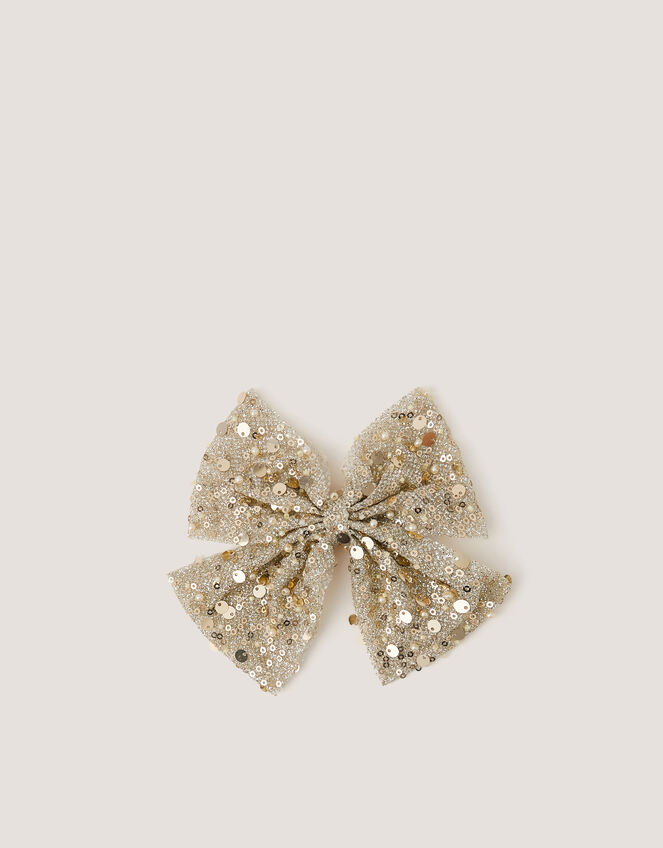 Embellished Bow Hair Clip, , large