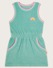 Sporty Towelling Dress, Green (GREEN), large