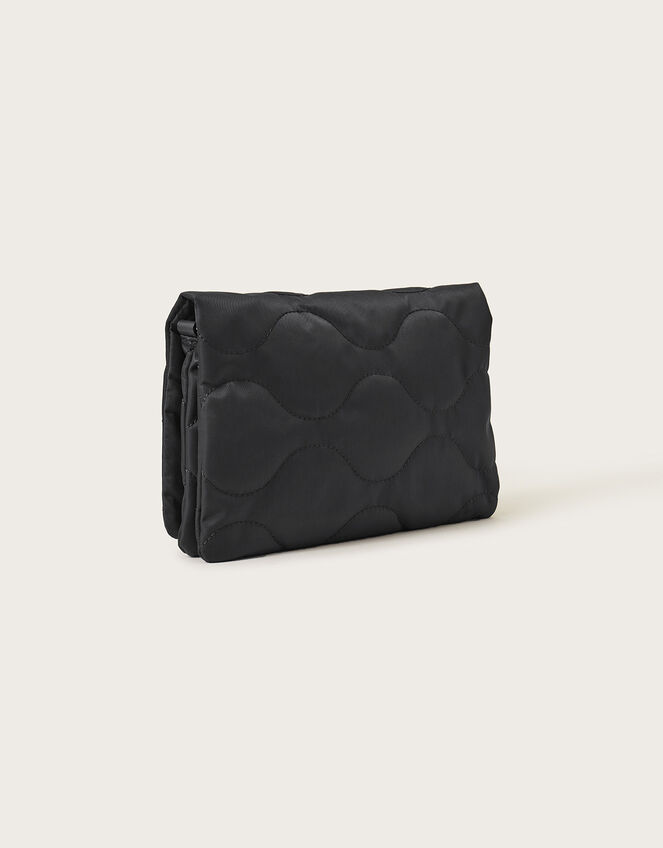 Quilted Nylon Cross-Body Bag Black