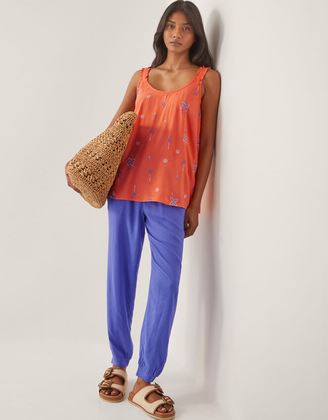 Kamila Embroidered Cami Top, Orange (ORANGE), large