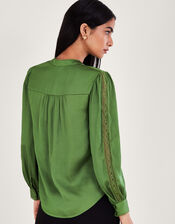 Annaleigh Lace Insert Shirt , Green (GREEN), large