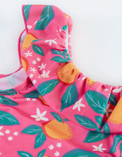 Frugi Orange Print Swimsuit, Multi (MULTI), large